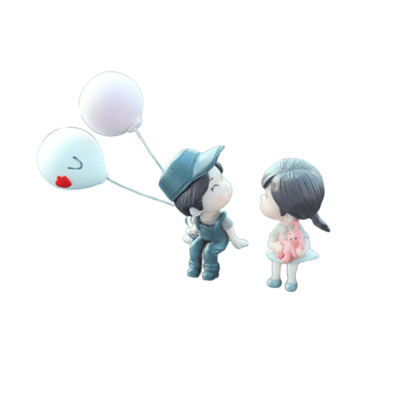 2-tlg. Set) Auto Deko Figur Paar mit Ballon Blau