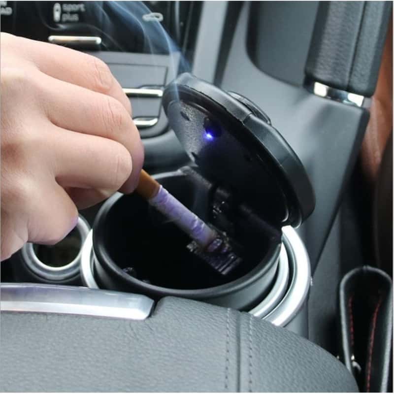 Auto LED Aschenbecher mit Deckel Getränkehalterung