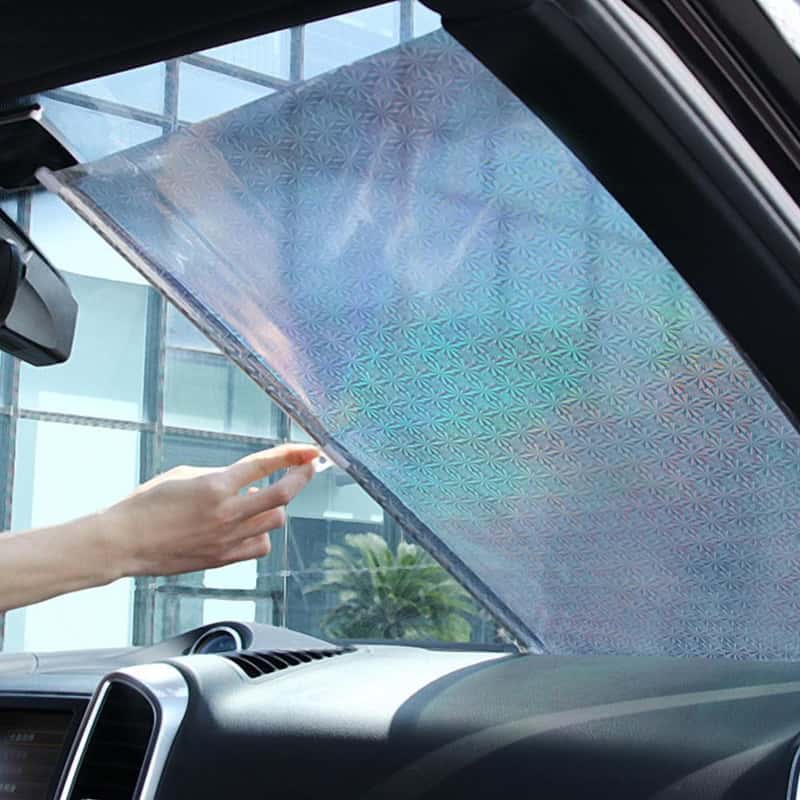 (40x130cm) Praktische Windschutzscheibe Sonnenblende Sonnenschutz für das  Auto mit Saugnapfhalterung - Irisierend