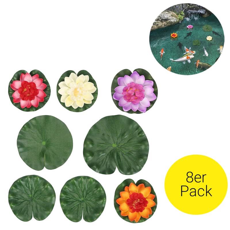 8er Set) Schwimmende Seerosen Teich Lotus Blätter