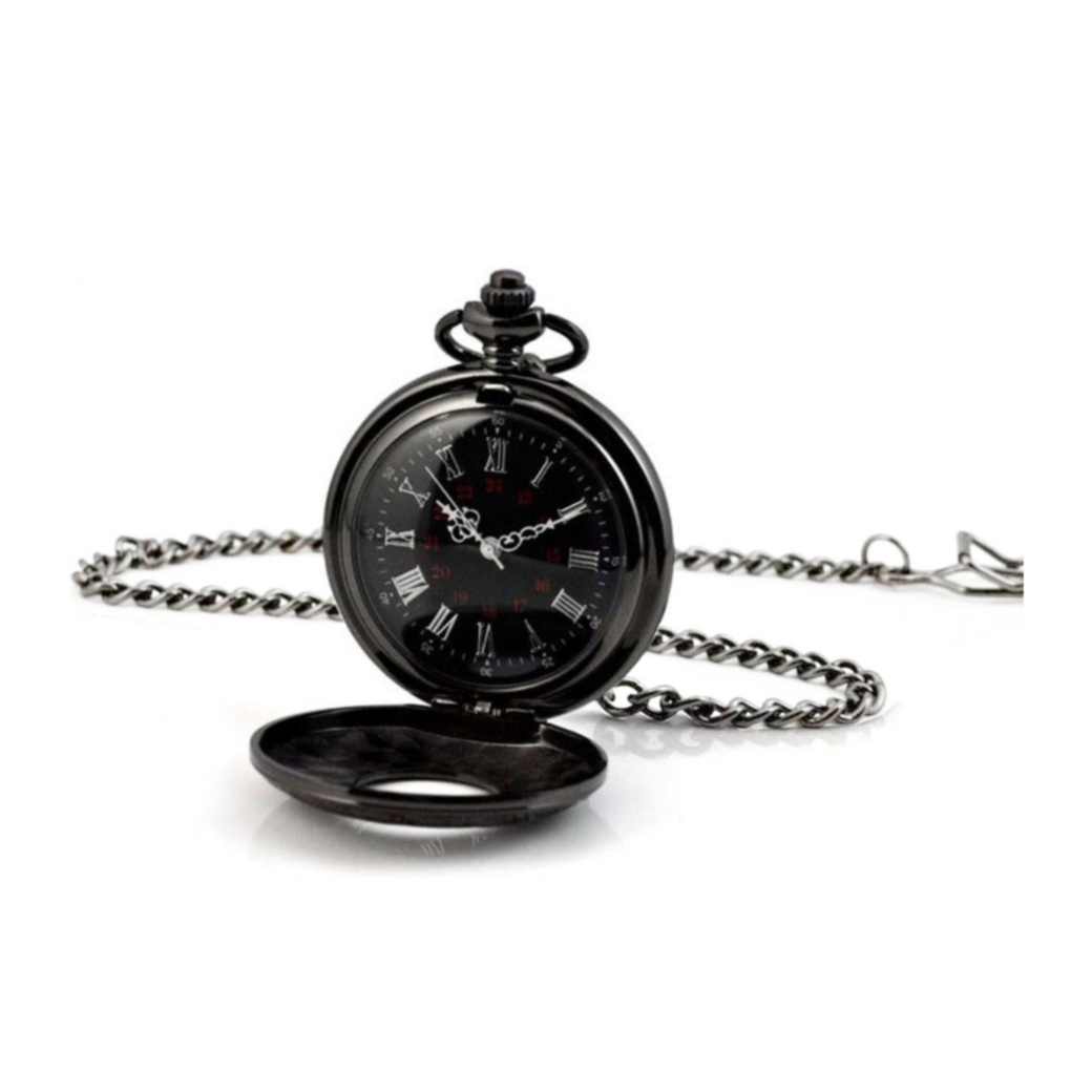 Quarz Herren Taschenuhr im Retro Design in Schwarz