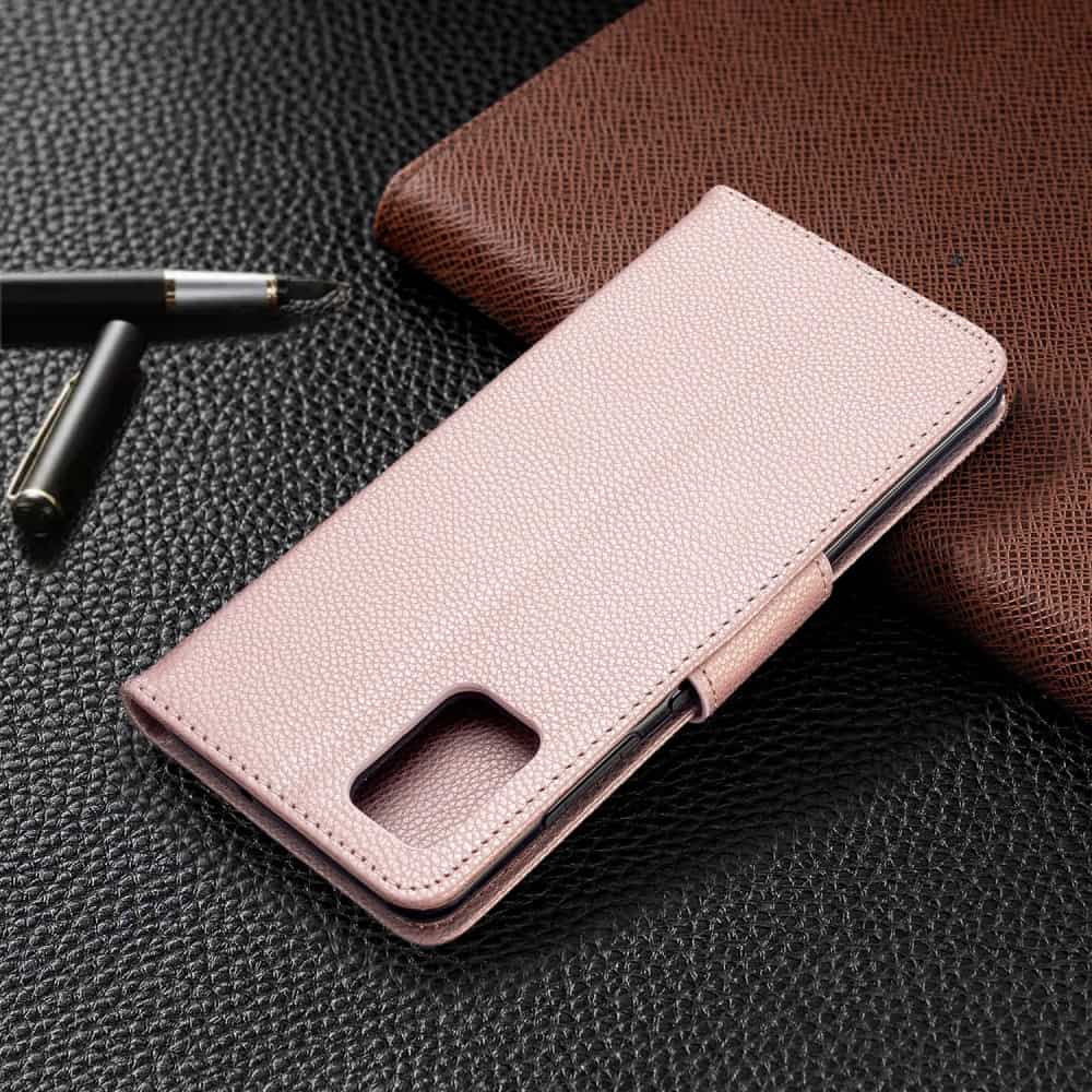 Samsung Galaxy A51 Leder Tasche Kartenfach Roségold