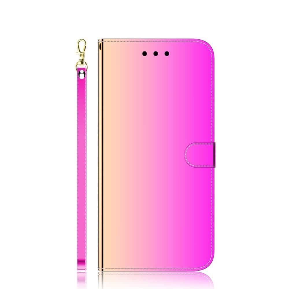Samsung Galaxy A51 Spiegel Leder Tasche Kartenfach Rosa