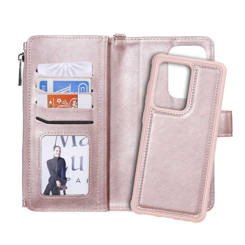 Galaxy S20 Ultra 5G 2in1 Leder Tasche Portemonnaie Roségold