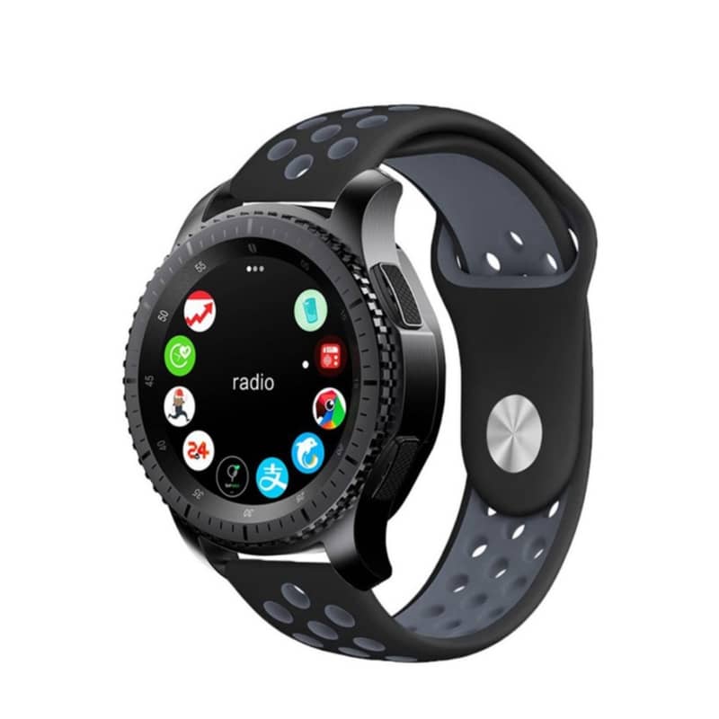 Galaxy Watch 46mm / S3 Silikon Armband Schwarz/Grau