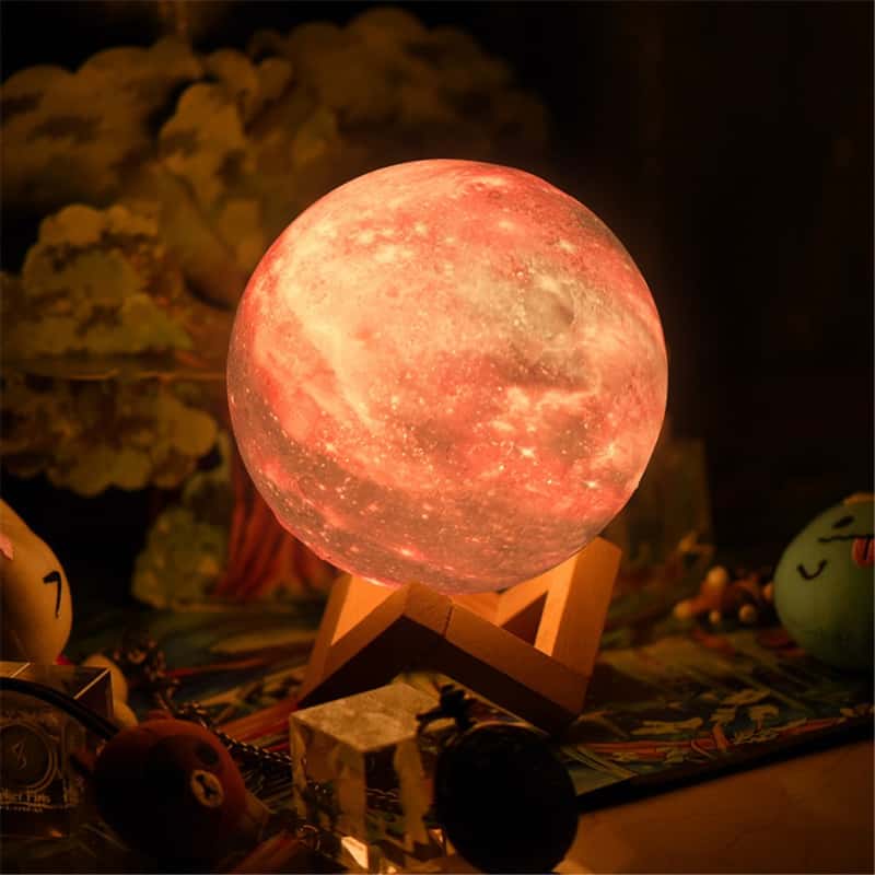 PRECORN LED Nachtlicht 3D LED-Mondlampe D= 15 cm Deko-Mond-Leuchte