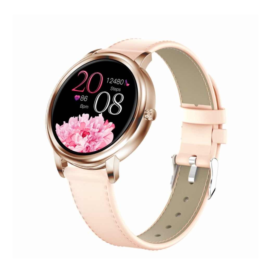 Smart Watch Fitness Tracker Lederarmband in Gold