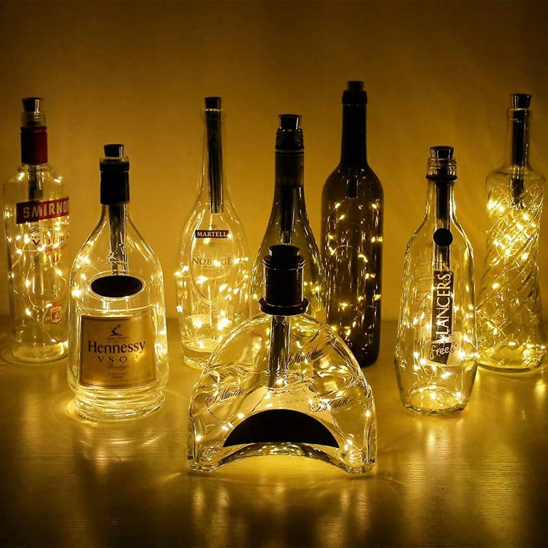 Solar Flaschenlicht 20-LED´s Korken Look Warmweiss