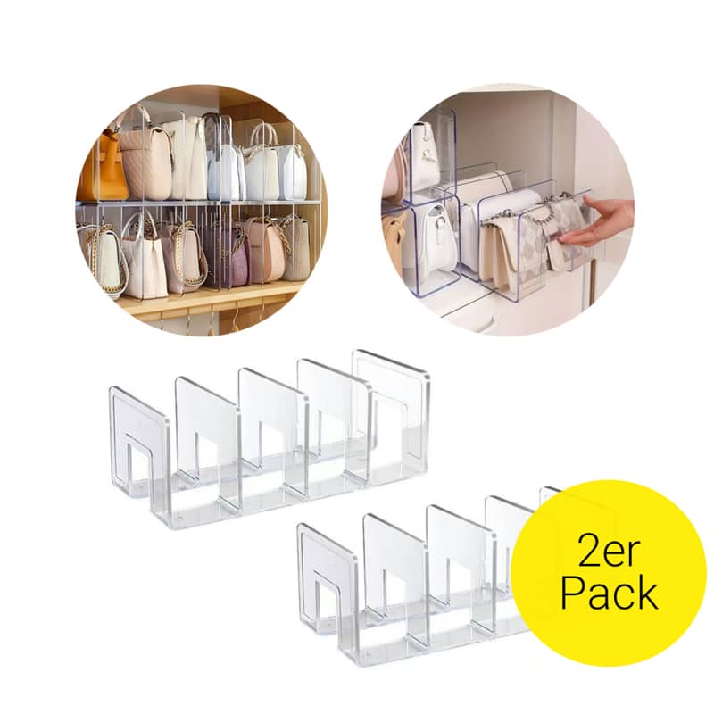 2er Set) 4-fach Handtaschen Schrank Organizer Regal