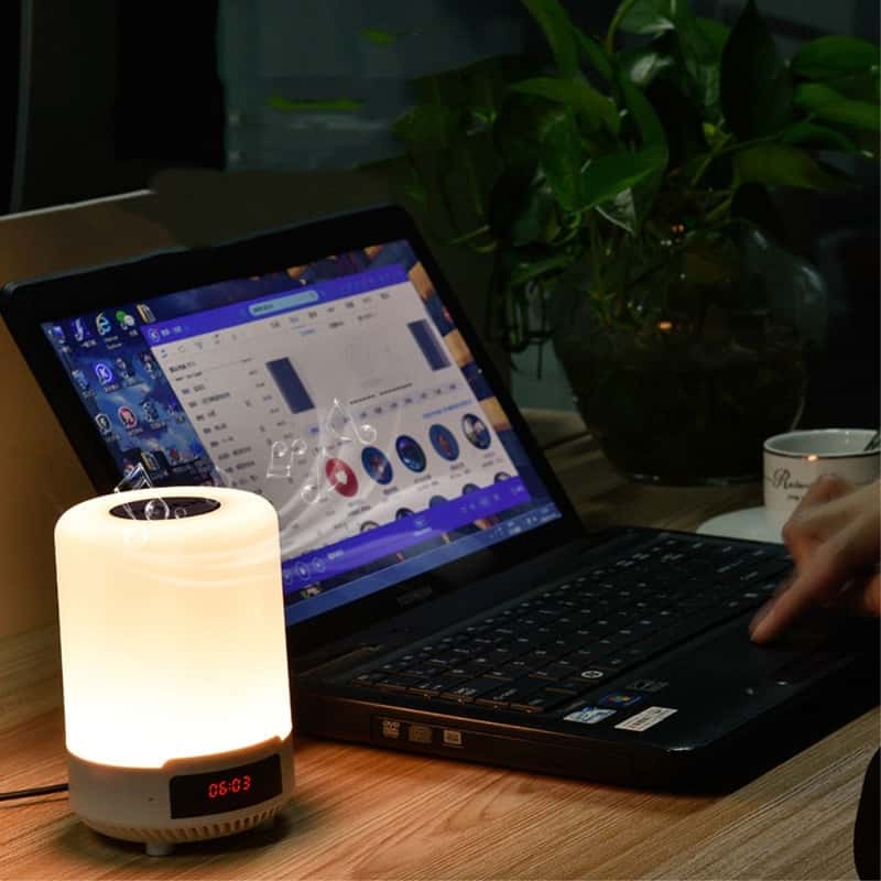 LED Bluetooth Lautsprecher Musik Smart Touch Nachtlicht Schreibtischlampe Wecker 