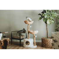 119cm Holzstamm Katzen Baum Sisal Kratzsulen mit Korb