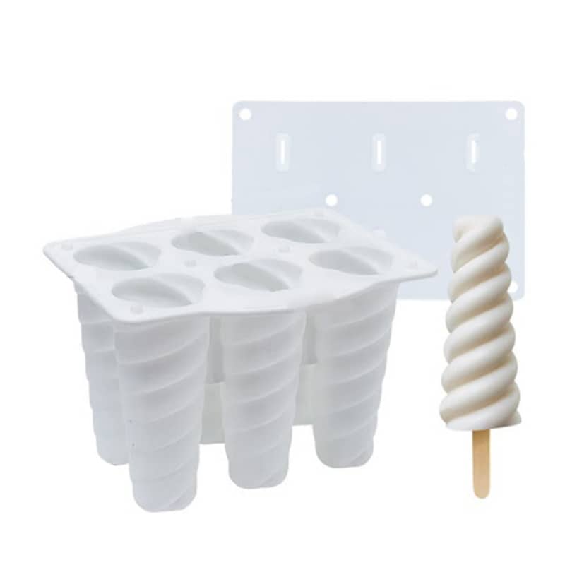6-fach Silikon Eis am Stiel Form DIY Glacé Spirale