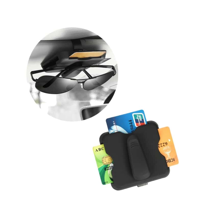 2er-Pack Brillenclips für Auto-Sonnenblende, Kfz-Halter-Organizer für  Ticketkarten-Sonnenbrillen – Schwarz + Gold