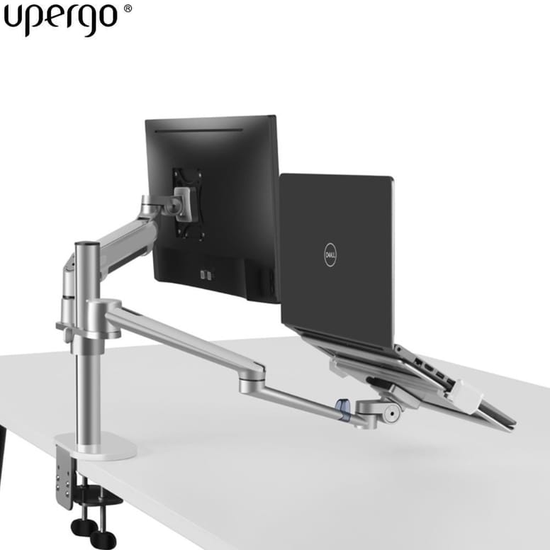 Upergo Dual Alu Monitor Laptop Tischhalterung 27 Silber