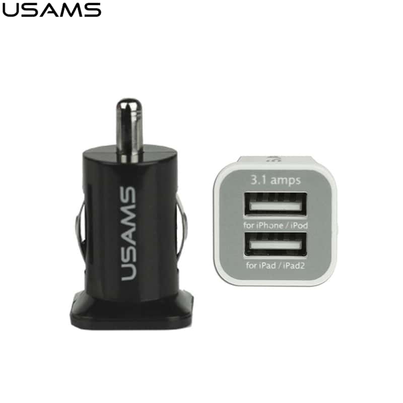 USAMS Dual KFZ Auto USB Ladegerät (3.1A) Schwarz