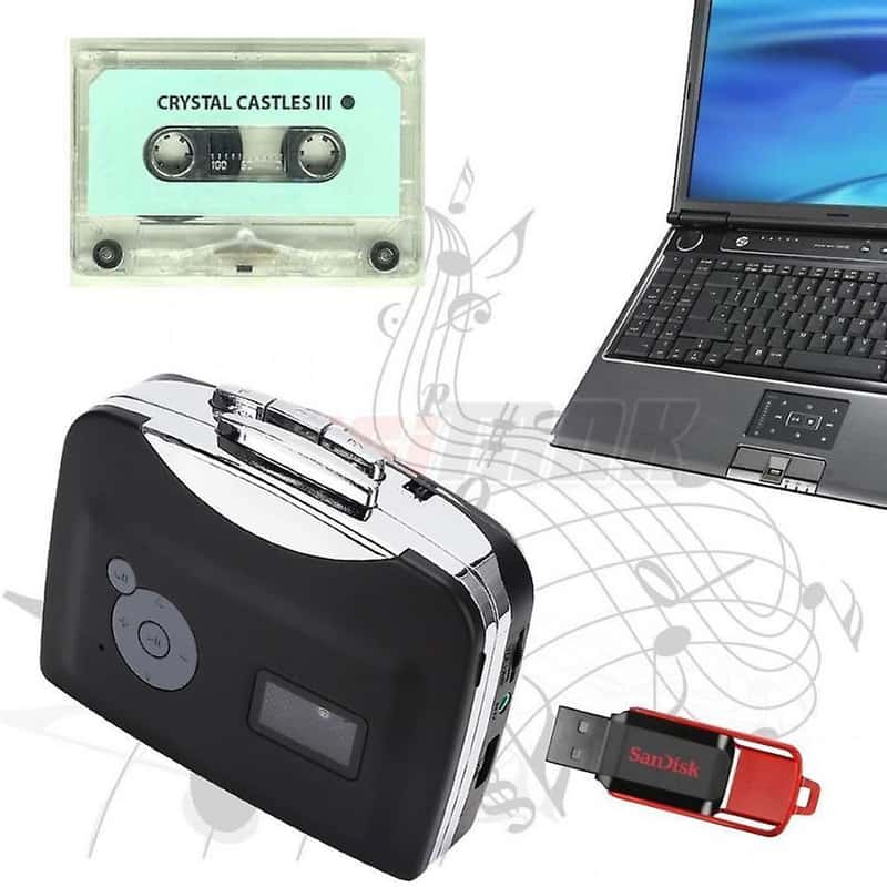 nødvendig vaskepulver rulle Kassettenspieler USB MP3 Konverter + Kopfhörer Schwarz