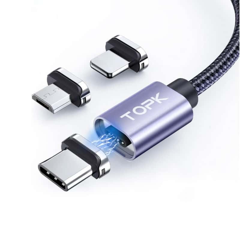 Magnet Ladekabel Lightning Micro USB USB-C Dunkelgrau