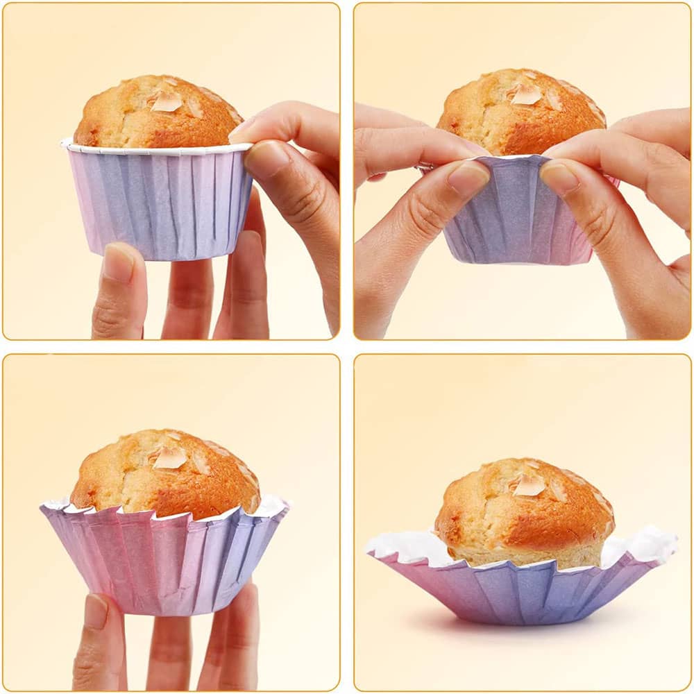 100 Stück Cupcake-Förmchen Aus Papier – Mini-Muffin-Backformen In Rosa & Blau | 7x6x5.5 Cm