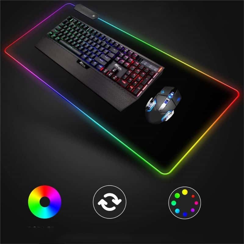 + RGB-Beleuchtung Mauspad Gaming 80x30cm) Mausmatte