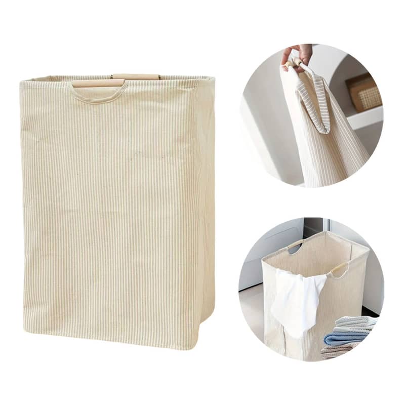 Stoff Wäschekorb Organizer Aufbewahrungskorb Beige