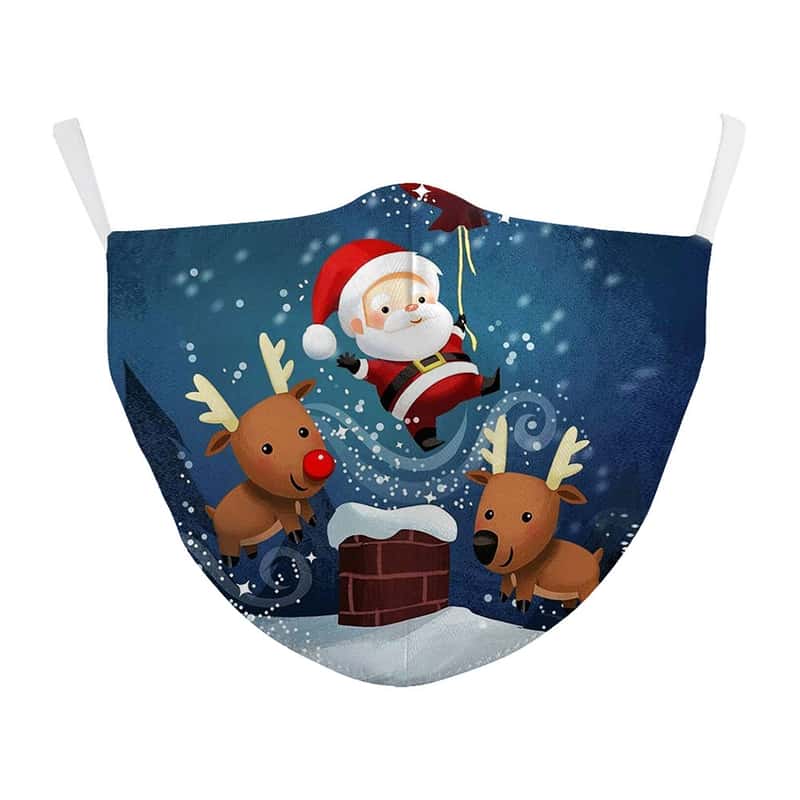 Stoff Mundschutz Hygiene Maske Weihnachtsmann Rentiere