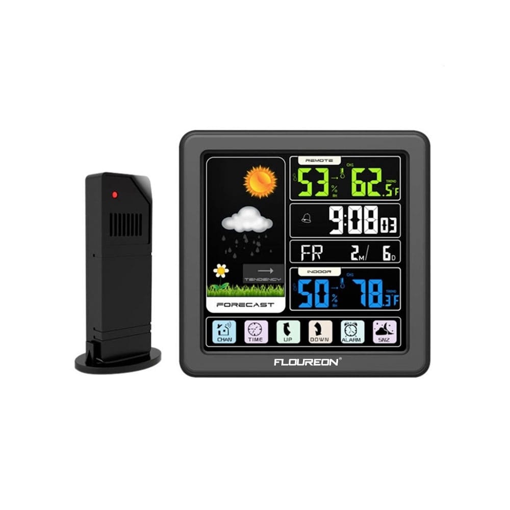 Drahtlose Wetterstation 5 /"Display mit 3 Außensensoren Schwarz